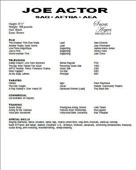 pin actor resume example on pinterest